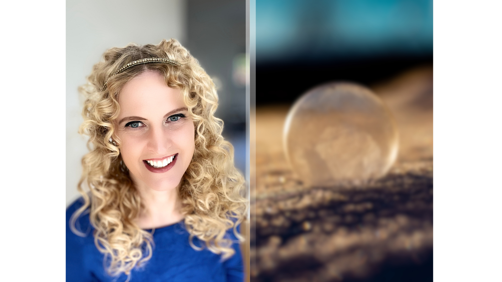 Symbolische Darstellung innerer Anteile: Frau hält einen gläsernen Spiegelball, der für unbewusste Muster und Kindheitsprägungen steht.